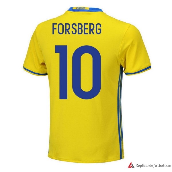 Camiseta Seleccion Sweden Primera equipación Forsberg 2018 Amarillo